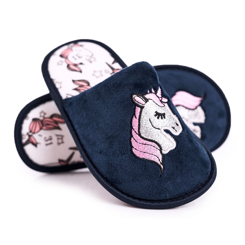 Dětské přezůvky s Unicorn Navy Blue Unicorn námořnická modrá