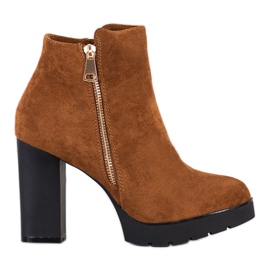 Small Swan Kozačky na vysokém podpatku hnědý žlutá