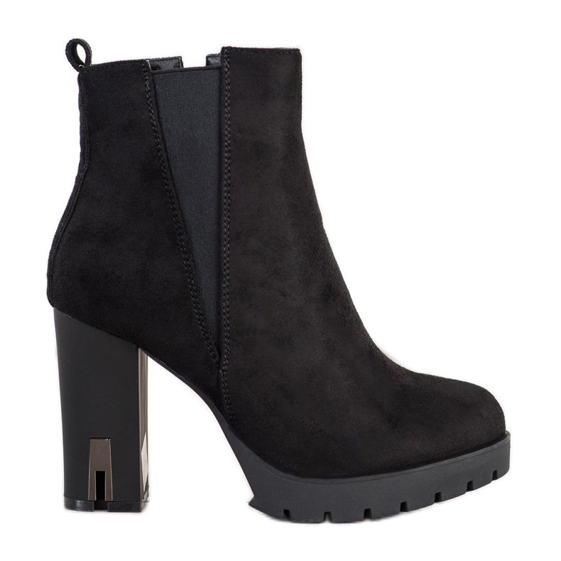 Super Mode Boty Na Podpatku Mat černá