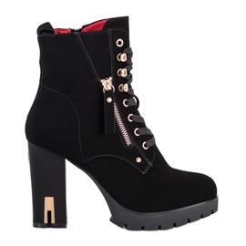 Super Mode Módní kozačky na vysokém podpatku černá