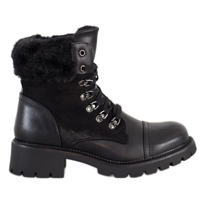 Super Mode Teplé, svázané boty černá