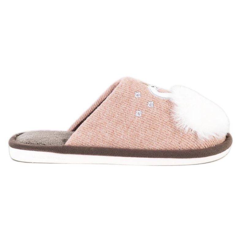 Bona Teplé pantofle s aplikací béžový bílý hnědý růžový