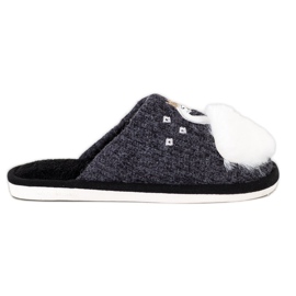 Bona Teplé pantofle s aplikací bílý černý šedá