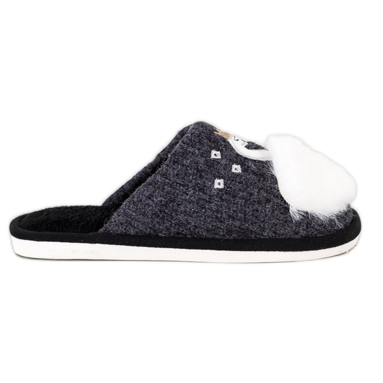 Bona Teplé pantofle s aplikací bílý černá šedá