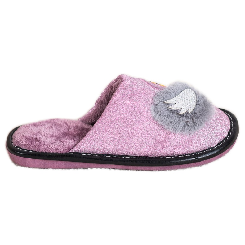 Bona Stylové pantofle s aplikací fialový stříbrný šedá Bona Stylové pantofle s aplikací fialový stříbrný šedá