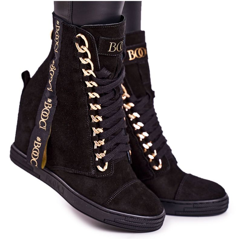 Dámské semišové tenisky se stuhou BOOCI 2222/543 / z černé černá