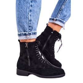 PJ1 Klasické dámské teplé semišové boty v černé barvě černá PJ1 Klasické dámské teplé semišové boty v černé barvě černá