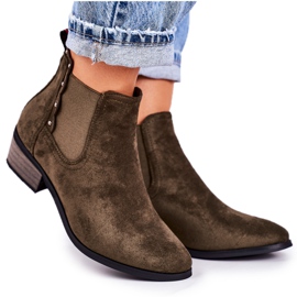 PJ1 Dámské klasické boty Chelsea semišové tmavě zelené boty Walker khaki zelená