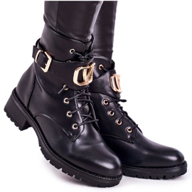 SEA Dámské teplé boty Workers Gold Buckle Black Vera černý