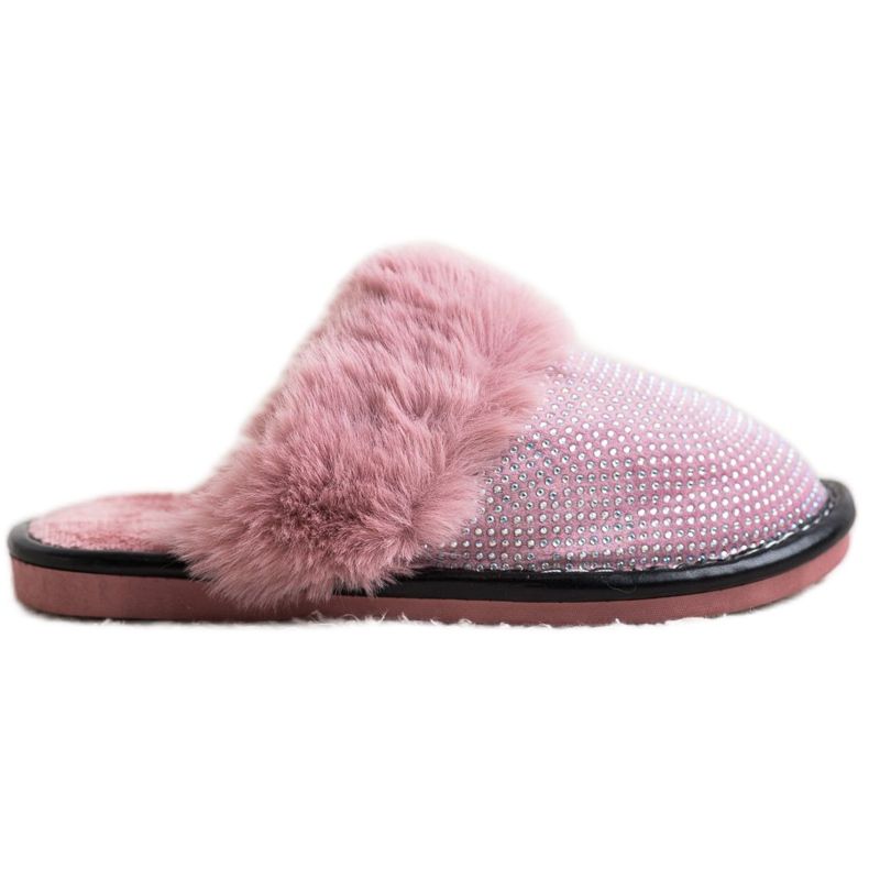 Bona Pohodlné pantofle s kožešinou růžový