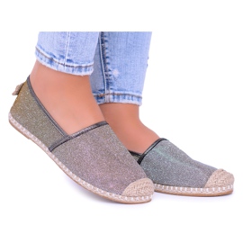 Lu Boo Glitter Dámské espadrilky Slip On Miravet šedá zlatý Lu Boo Glitter Dámské espadrilky Slip On Miravet šedá zlatý
