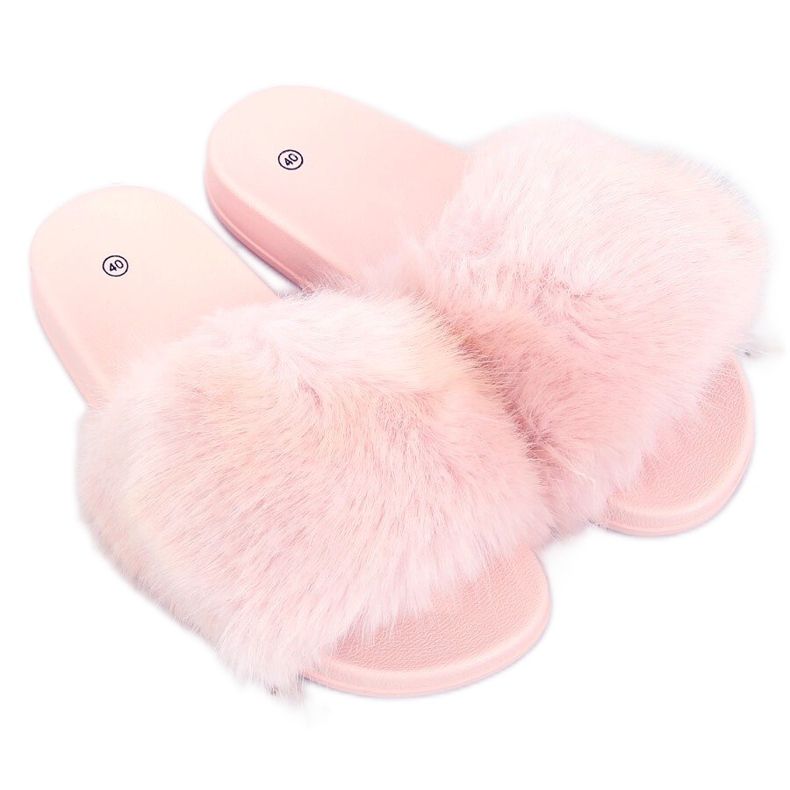 Pantofle s kožešinou světle růžové CK107P L.PINK růžový Pantofle s kožešinou světle růžové CK107P L.PINK růžový