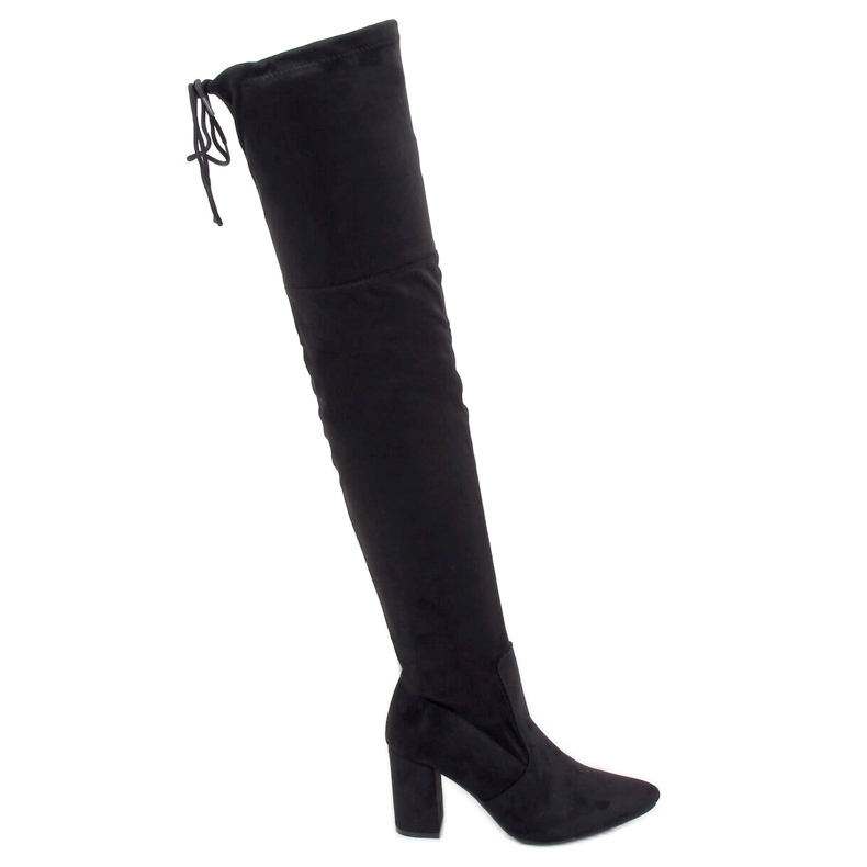 Černé kozačky na vysokém podpatku LH57-1 Black černá Černé kozačky na vysokém podpatku LH57-1 Black černá