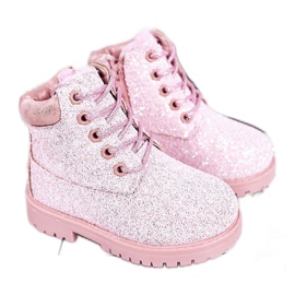 Dětské brokátové tepláky Boots Trappers Růžová mořská víla růžový