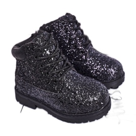 Dětské teplé brokátové boty Trappers Black Mermaid černý