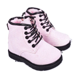 Dětské brokátové dětské boty Trappers Pink Ariel růžový
