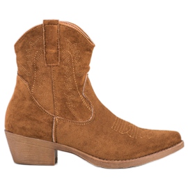 Ideal Shoes Kovbojské boty se semišem hnědý Ideal Shoes Kovbojské boty se semišem hnědý