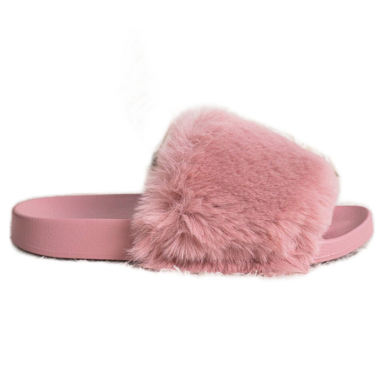 Bona Módní žabky s kožešinou růžový