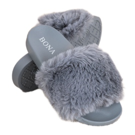 Bona Módní pantofle s kožešinou šedá