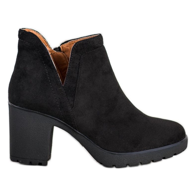 Bella Paris Semišové kozačky se střihem černá