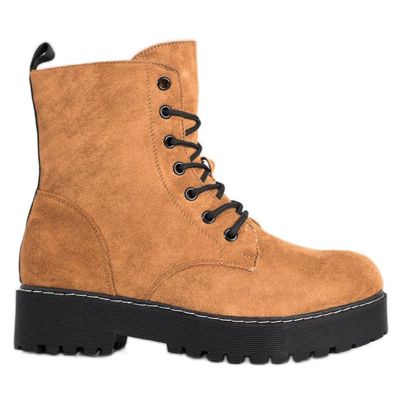 SHELOVET Semišové lapače na platformě hnědý