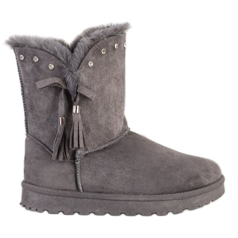 SHELOVET Šedá Mukluki s kubickými zirkony