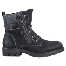 Super Mode Turistické boty s ozdobným zipem černý