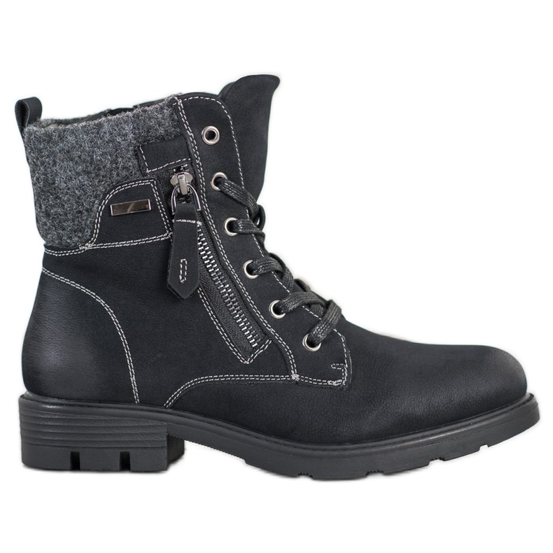 Super Mode Turistické boty s ozdobným zipem černá