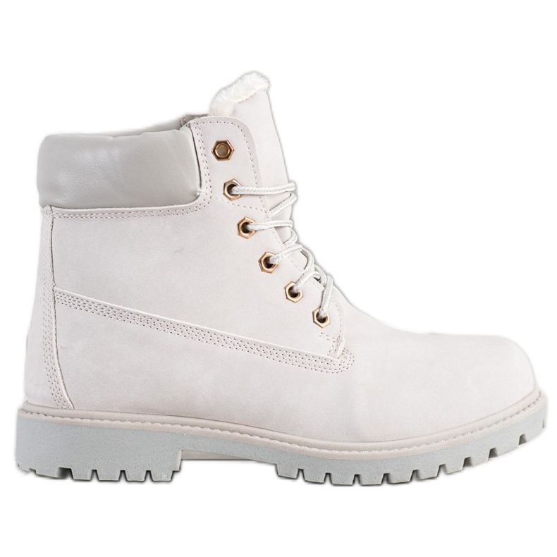 SHELOVET Teplé turistické boty s eko kůží šedá