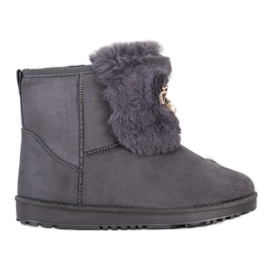 Queentina Teplé Mukluki s ornamentem šedá