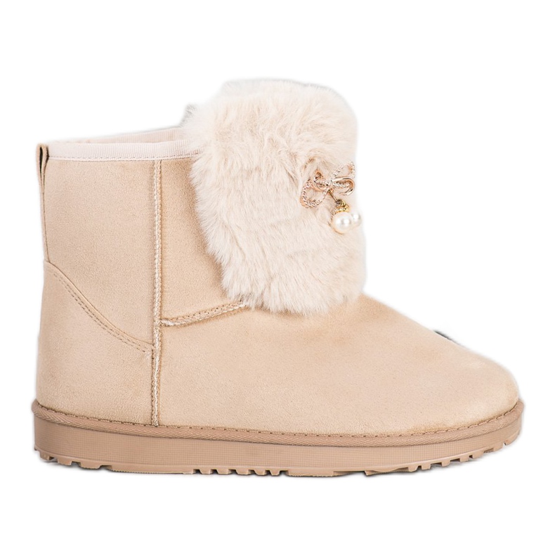 Queentina Teplé Mukluki s ozdobou béžový