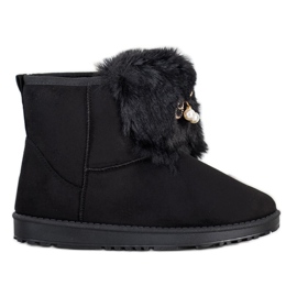 Queentina Teplé Mukluki s ornamentem černá