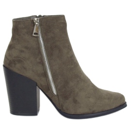 Zelené boty na podpatku TX-1873 DK.GREEN zelená