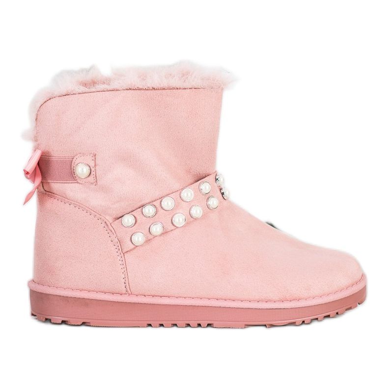 Queentina Růžová Mukluki s perlami růžový