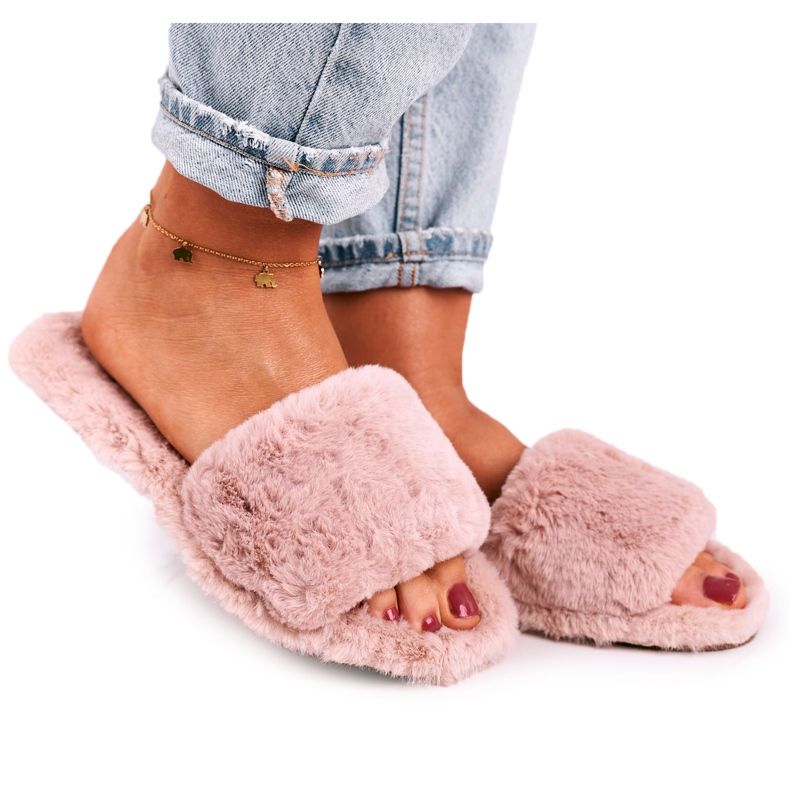 FJ1 Dámské pantofle Kožešinový prášek Chladné dny béžový