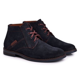 Pánské kožené boty Bednarek Navy blue boots hnědý válečné loďstvo