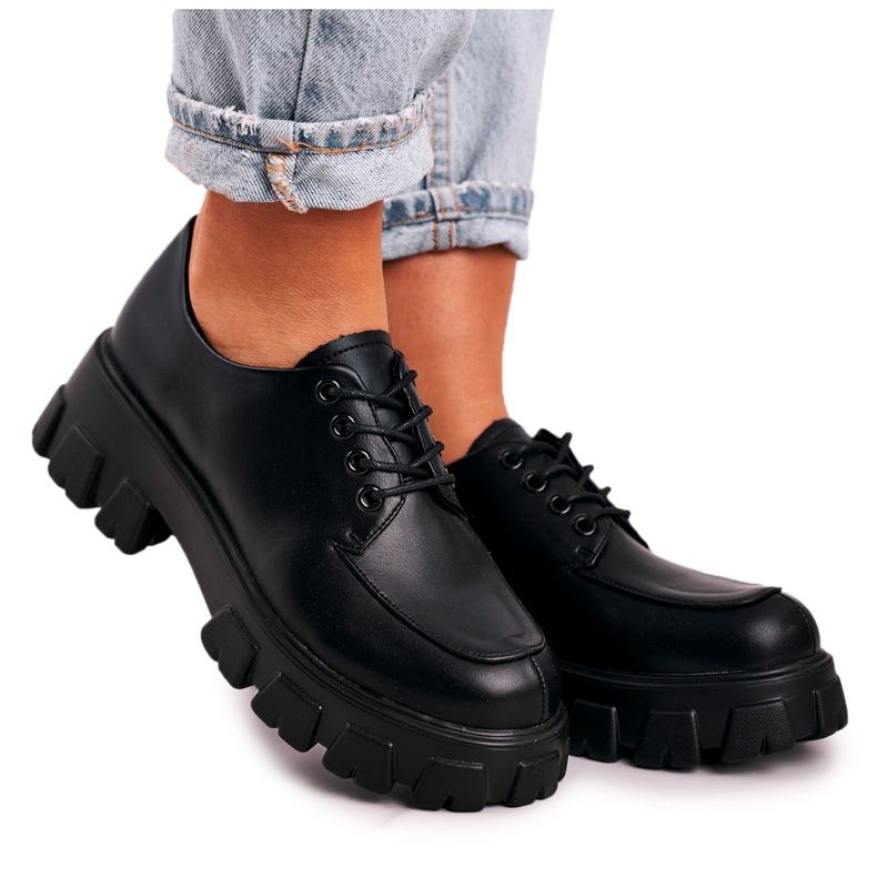 Dámské Oxfordky na masivní platformě S.Barski HX23 Black černá