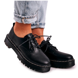 Dámské klasické boty Oxfords na černé platformě S.Barski HX62 černý