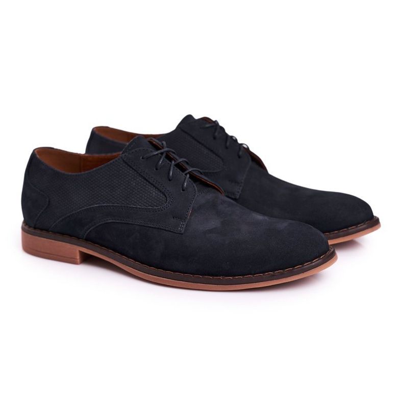 Bednarek Polish Shoes Pánské kožené mokasíny Nubuck Bednarek Navy Blue modrý