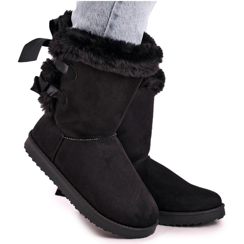 Dámské sněhové boty s umělou kožešinou izolovanou stuhou černé Kaylee černá