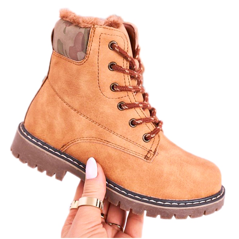 Apawwa Trapery na dětské boty zahřáté s kožešinou Camel London béžový hnědý