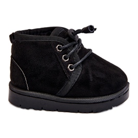 Dětské šněrovací sněhové boty zateplené kožešinou Black Hunter černá černá