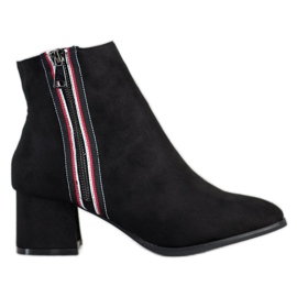 M.Daszyński Semišové kozačky s ozdobným zipem černý