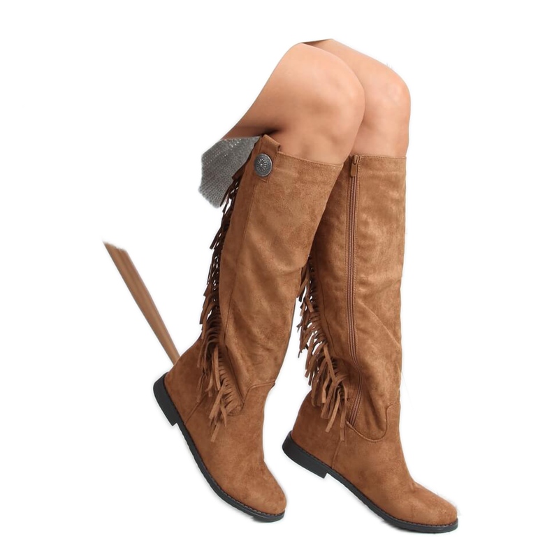 Boty s třásněmi, skrytý klínový velbloud ST-28P Camel béžový