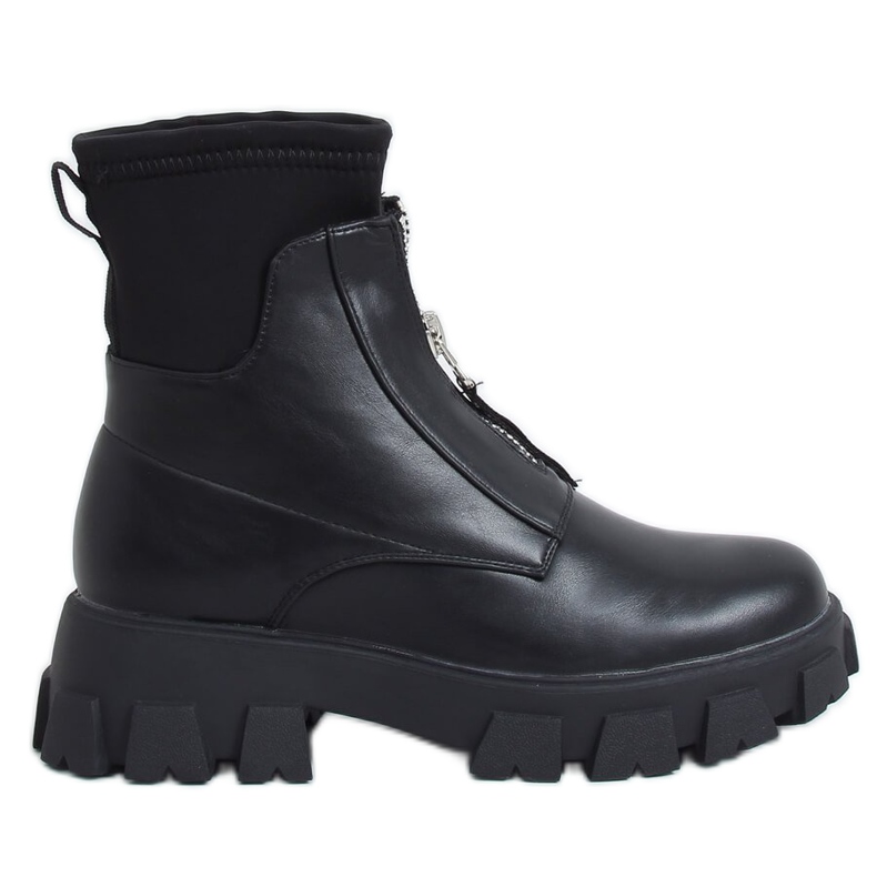 Černé boty na vysoké podrážce NS155-1 Black černá