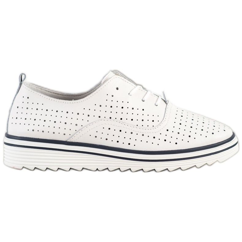 Goodin Prolamovaná kožená obuv bílý