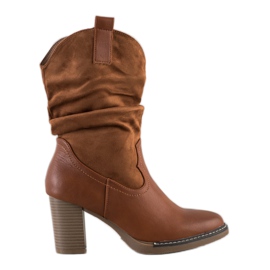 Super Mode Kovbojské boty na sloupku hnědý
