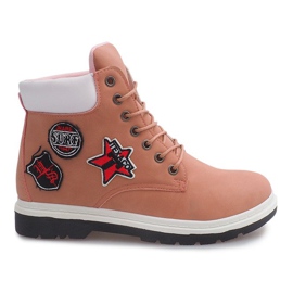 Zateplené kozačky SJ1679-6 růžové bílý růžový Zateplené kozačky SJ1679-6 růžové bílý růžový