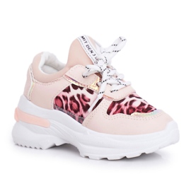FRROCK Dětské sportovní boty s leopardím vzorem, růžový penny béžový FRROCK Dětské sportovní boty s leopardím vzorem, růžový penny béžový