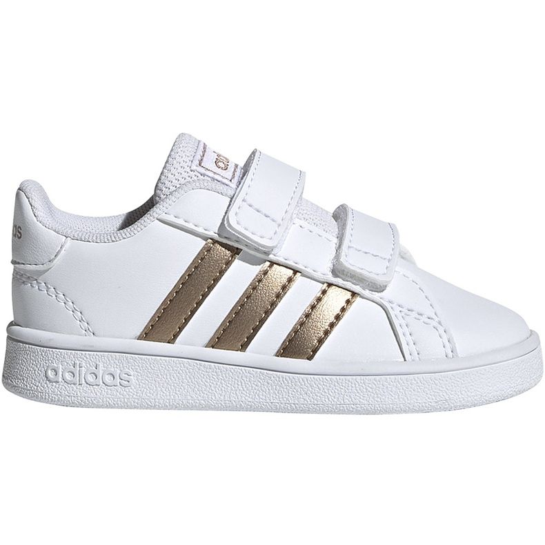 Dětské boty Adidas Grand Court I bílé a zlaté EF0116 bílý zlatý